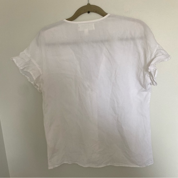 ANTHROPOLOGIE Cloth & Stone White Short Sleeve Button Front Tie Blouse XS - Picture 5 of 8